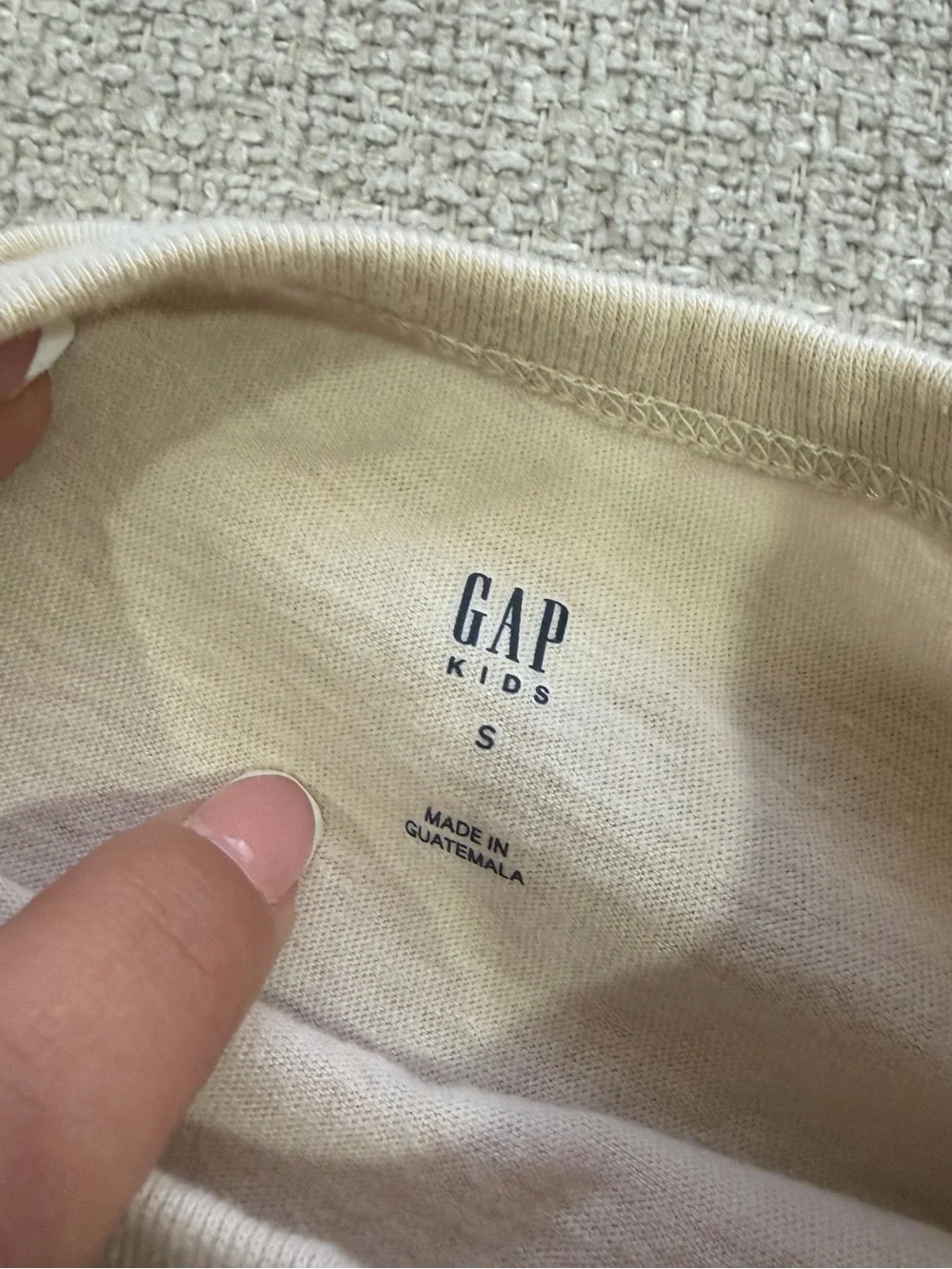 GAP Cream Long-Sleeve Bear Tee with Blue Scarf